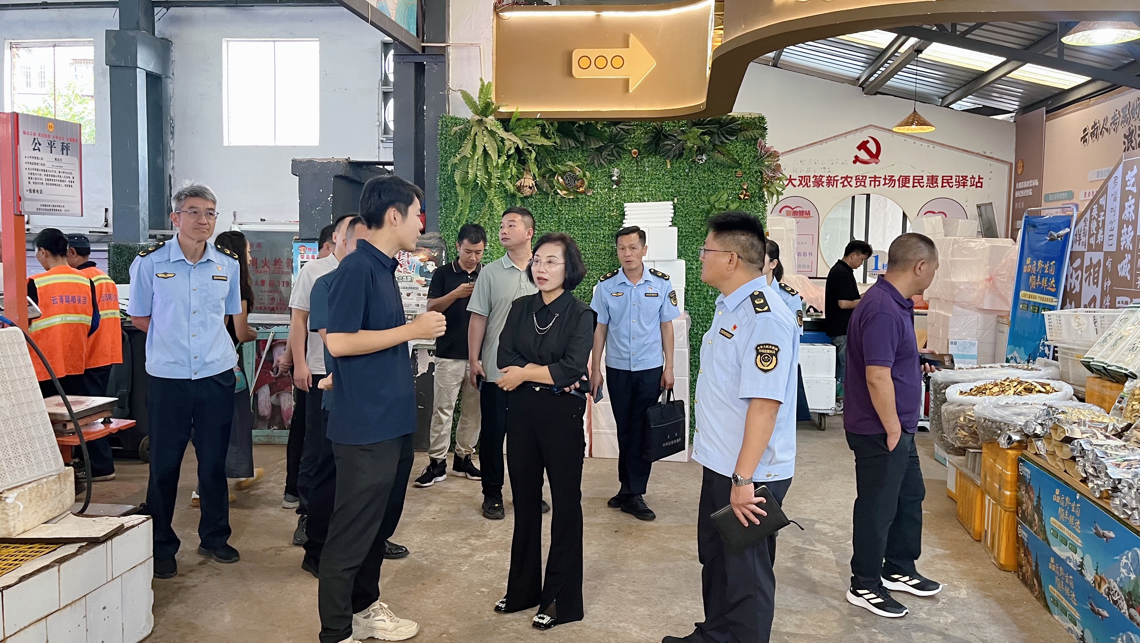 澄江市副市長岳東芬到大觀篆新農(nóng)貿(mào)市場考察